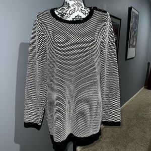 Charter Club black & white 1x sweater, with gold specks.